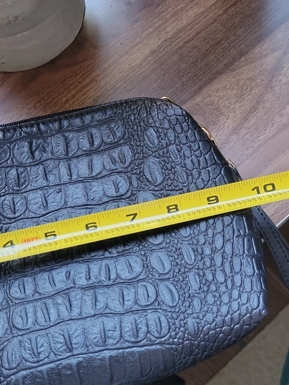 Black Croc-Embossed Cosmetic Bag Set